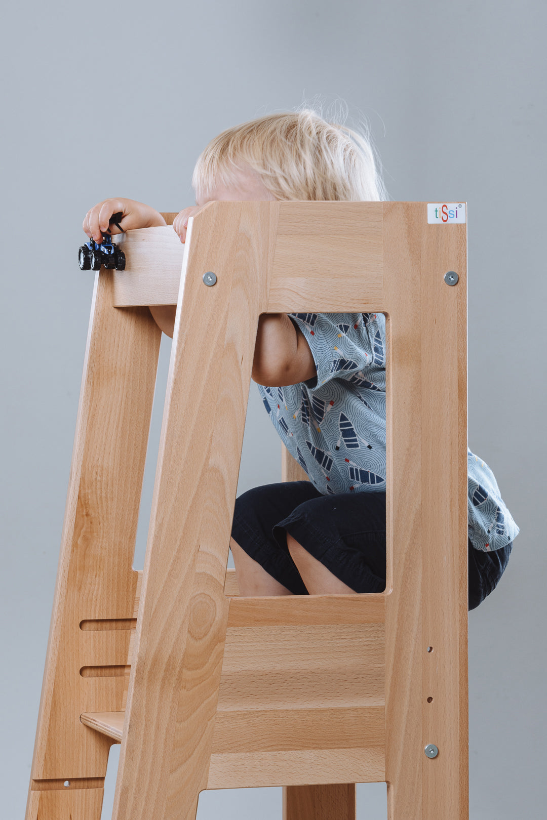 Lernturm Felix - Learning tower - Holz natur | tiSsi® by Schmatzepuffer® "gratis personalisierbar"