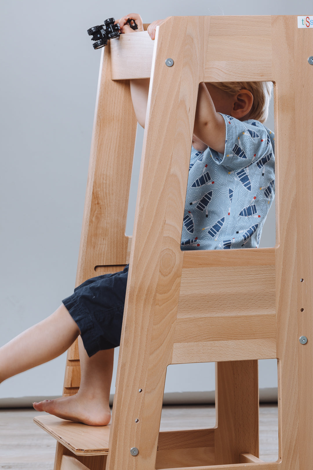 Lernturm Felix - Learning tower - Holz natur | tiSsi® by Schmatzepuffer® "gratis personalisierbar"