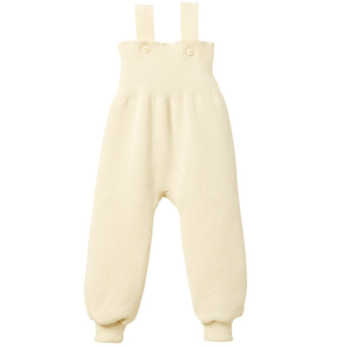 Disana Strick-Trägerhose Natur– warme Baby- und Kinderhose aus 100 % Bio-Merino-Schurwolle, mit verstellbaren Trägern und hohem Bund, nachhaltige Wollhose für Babys und Kleinkinder.