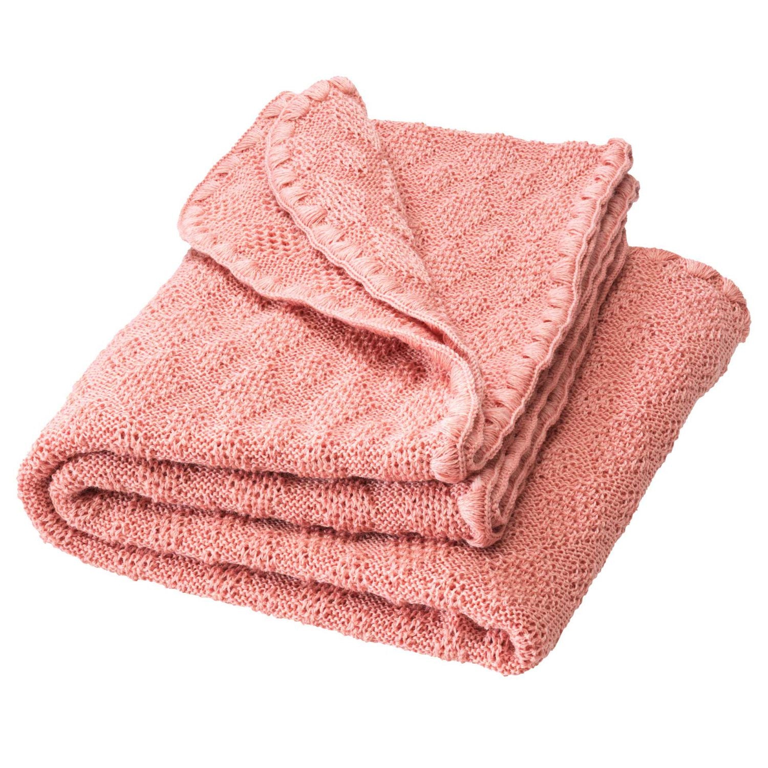 Disana Woll Babydecke in Rosa – weiche, atmungsaktive Strickdecke aus reiner Bio-Merino-Schurwolle, ideal als Babydecke, Kinderwagendecke oder Kuscheldecke