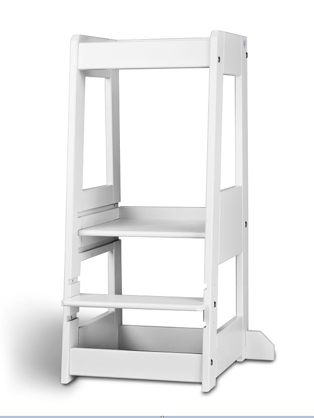 Lernturm Felix - Learning tower - Holz weiß | tiSsi® by Schmatzepuffer® "gratis personalisierbar"
