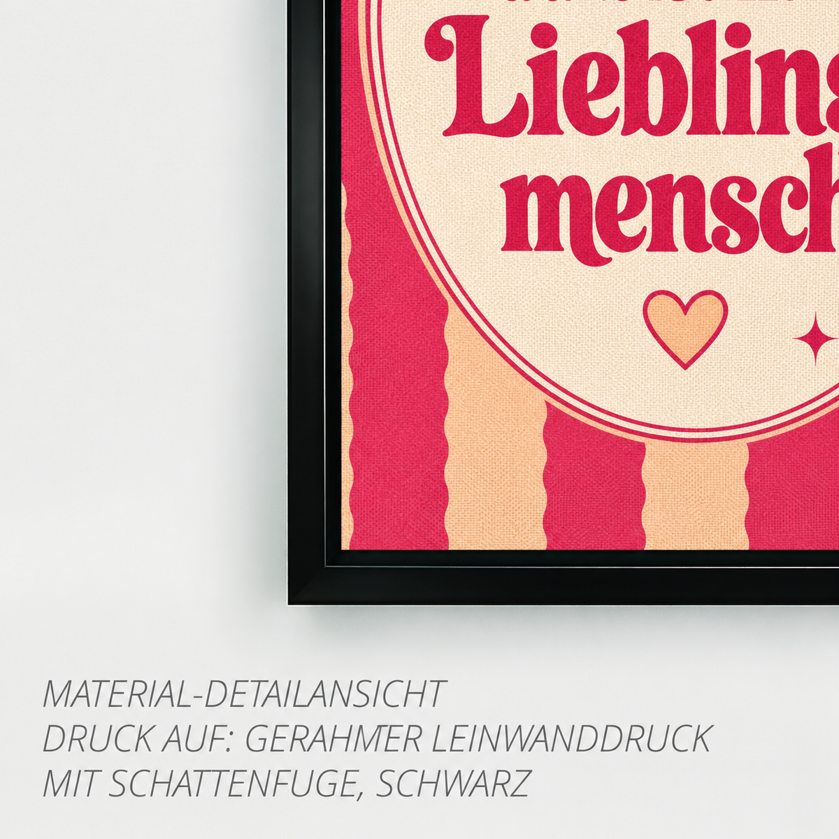 Leinwanddetail mit schwarzem Schattenfugenrahmen