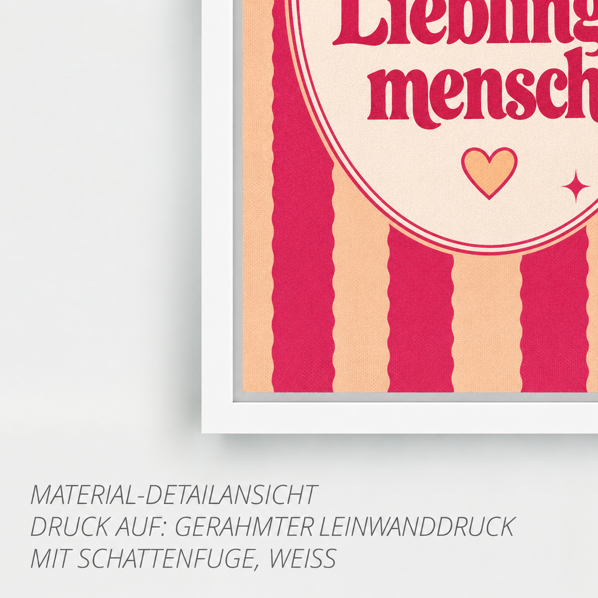Leinwanddetail mit weißem Schattenfugenrahmen