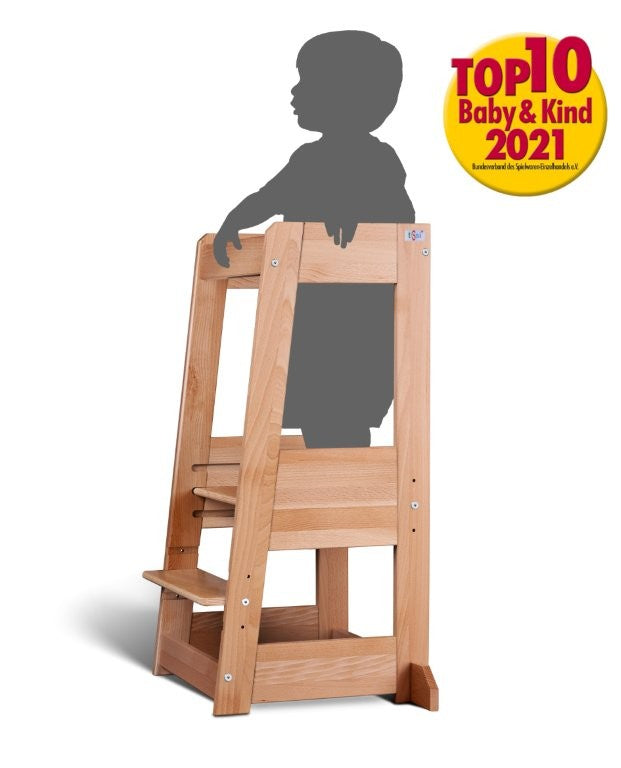 Lernturm Felix - Learning tower - Holz natur | tiSsi® by Schmatzepuffer® "gratis personalisierbar"