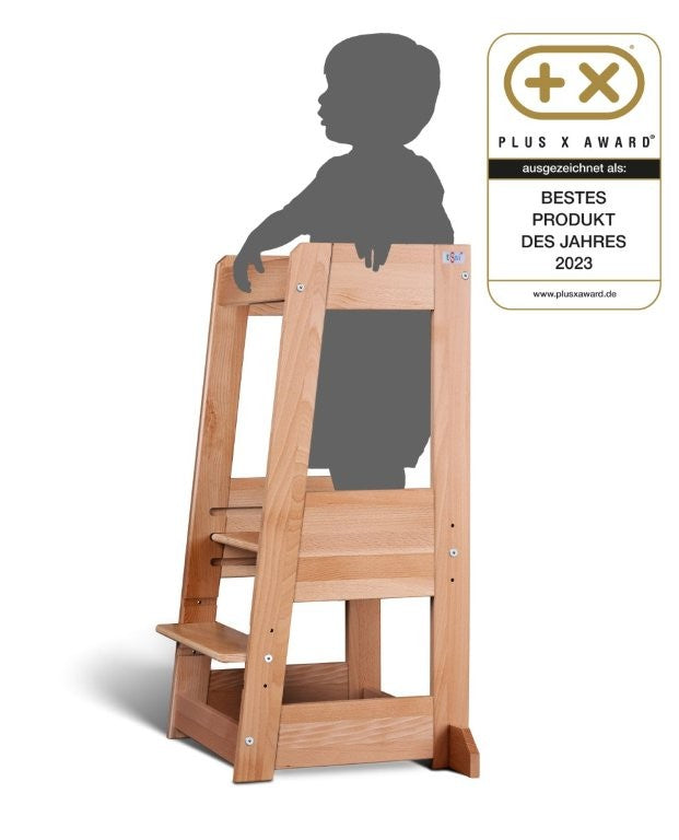 Lernturm Felix - Learning tower - Holz natur | tiSsi® by Schmatzepuffer® "gratis personalisierbar"