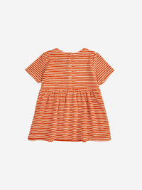 Bobo Choses Baby orange Stripes terry dress
