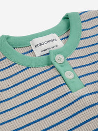 Bobo Choses  Baby stripes waffle buttoned T-Shirt