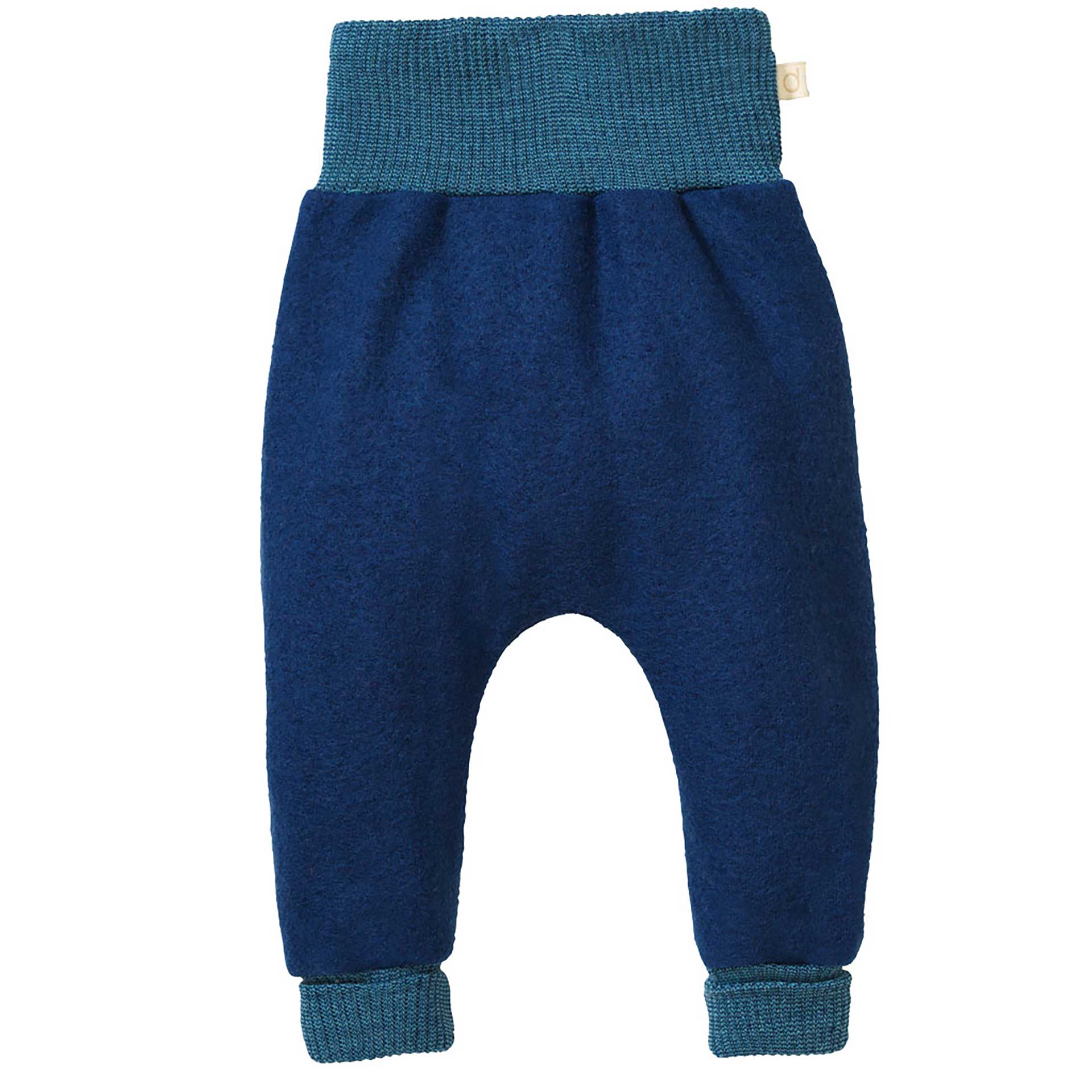 Disana Pumphose Marine – bequeme Baby- und Kinderhose aus 100 % Bio-Merino-Schurwolle in dunkelblauer Farbe, mit weichen Strickbündchen an Bauch und Beinen, atmungsaktiv, temperaturausgleichend und hergestellt in Deutschland.