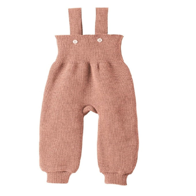 Disana Strick-Trägerhose Rosa– warme Baby- und Kinderhose aus 100 % Bio-Merino-Schurwolle, mit verstellbaren Trägern und hohem Bund, nachhaltige Wollhose für Babys und Kleinkinder.