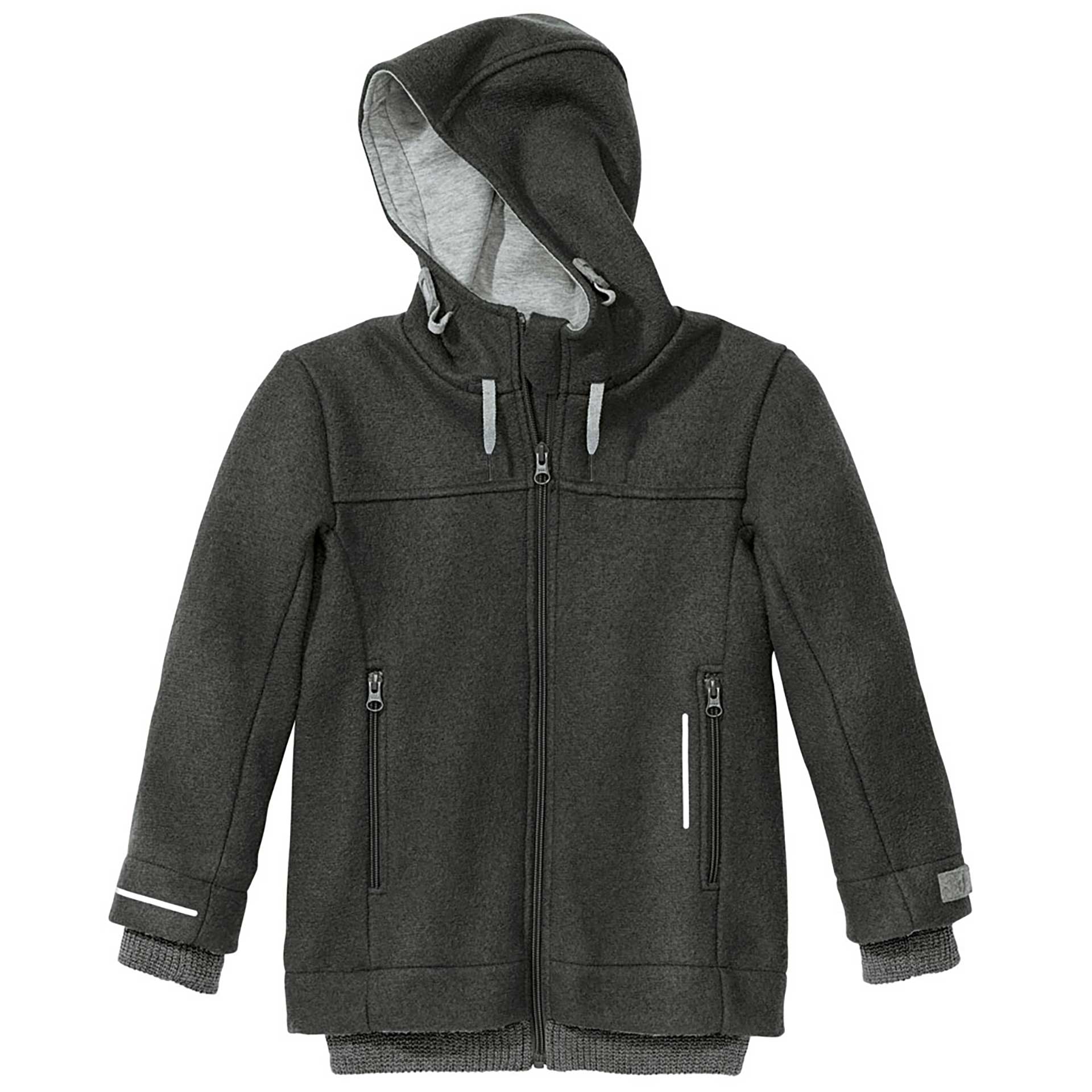 Disana Outdoor-Jacke in Anthrazit aus 100 % Bio-Merino-Schurwolle – warme, wetterfeste Kinderjacke mit Kapuze. Atmungsaktiv, temperaturausgleichend und ideal für Herbst und Winter. Nachhaltig hergestellt in Deutschland.