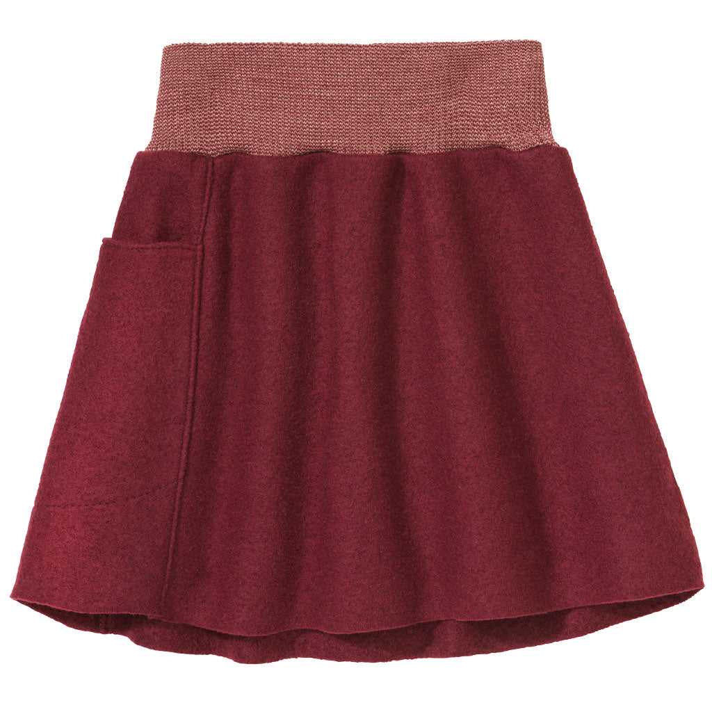 Disana Walk-Rock in Cassis aus 100 % Bio-Merino-Schurwolle – warmer, atmungsaktiver Wollrock für Kinder. Nachhaltiger Winterrock mit weichem Strickbund für hohen Tragekomfort, ideal für kühle Tage und den Alltag. Made in Germany.