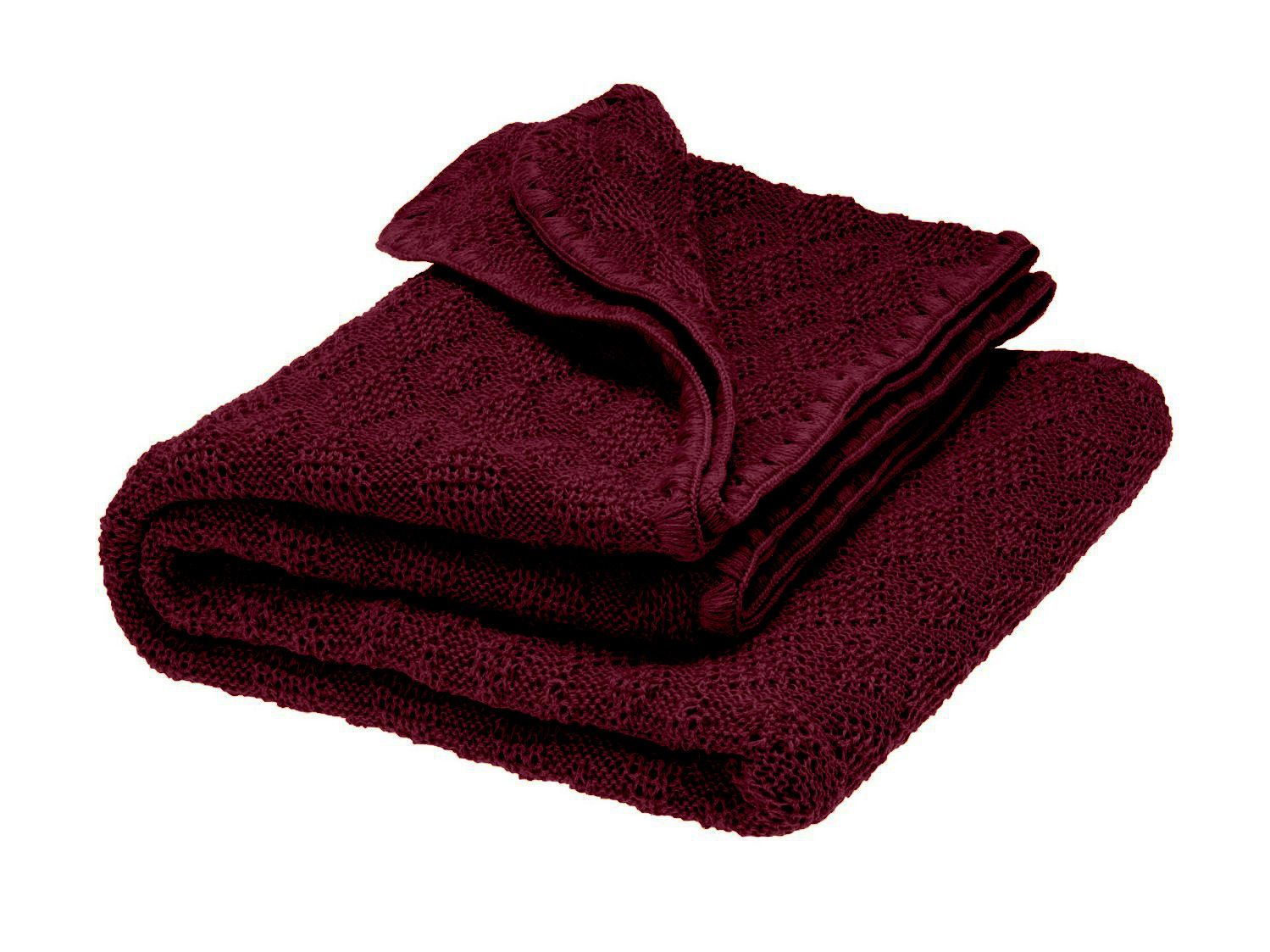 Disana Woll Babydecke in Cassis – weiche, atmungsaktive Strickdecke aus reiner Bio-Merino-Schurwolle, ideal als Babydecke, Kinderwagendecke oder Kuscheldecke