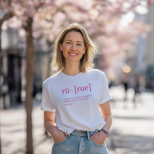 rü · [rue] Limited Edition T-Shirt – Kirschblüten Rosé & Schwarz